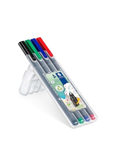 Ergonomik Üçgen Fineliner Kalem Seti, Klasik Renkler, 0.3 Mm, 4'lü