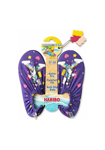 Haribo Lisanslı Unicorn Baskılı Geçmeli Kız Deniz Ayakkabısı Mor