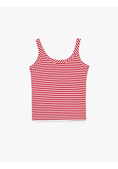 Koton Slim Fit U Yaka Askılı Çizgili Atlet Kırmızı Çizgili 6sak10038pk