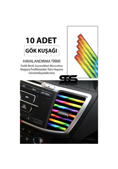 Araç Içi Klima Havalandırma Izgarası Gökkuşağı Trim Seti Film Şerit Havalandırma Izgarası Gökkuşağı Trim Şeriti