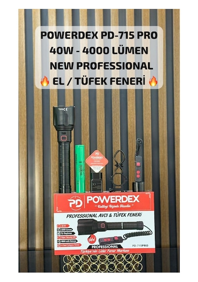 Powerdex Pd-715 Pro 40w & 4000 Lümen Profesyonel El & Avcı Tfeği Feneri Siyah