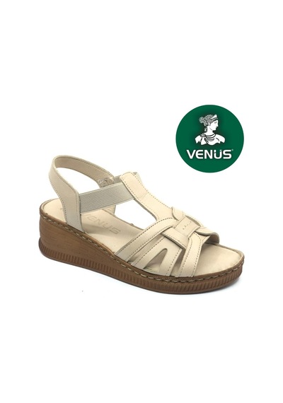 Venüs Tog Hakiki Deri Comfort Ortopedik Kadın Sandalet Bej