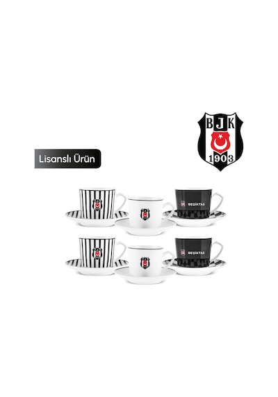 Karaca X Beşiktaş Lisanslı 6 Kişilik Kahve Fincan Takımı 80 Ml Siyah