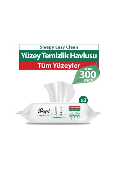 Sleepy Easy Clean Yüzey Temizlik Havlusu 100 Yaprak 3'lü Paket Diğer