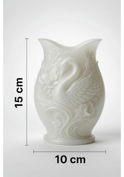 Kuğu Desenli Dekoratif Vazo 15 Cm 3d Baskılı Mat Dokulu Şık Masa Ve Raf Dekoru Neon