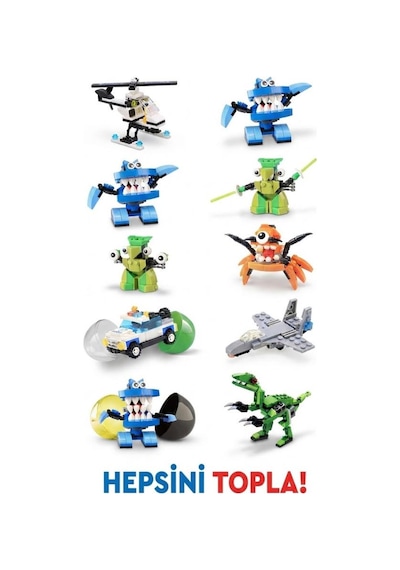Sürpriz Yumurta 4'lü Set Dinozor Ve Araç Figürlü Yapı Blokları Eğitici Öğretici Parçalı Oyuncak