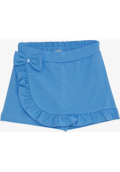 Breeze Kız Çocuk Şort Etek Fiyonklu Fırfırlı 1.5-5 Yaş, Mavi-mavi Mavi