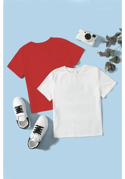 Uyguntarz Çocuk 2'li Pamuklu Rahat Kalıp Tshirt Siyah