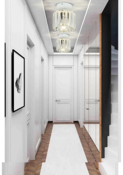 Kristal Taşlı Model Modern Tekli Plafonyer Model Beyaz Avize