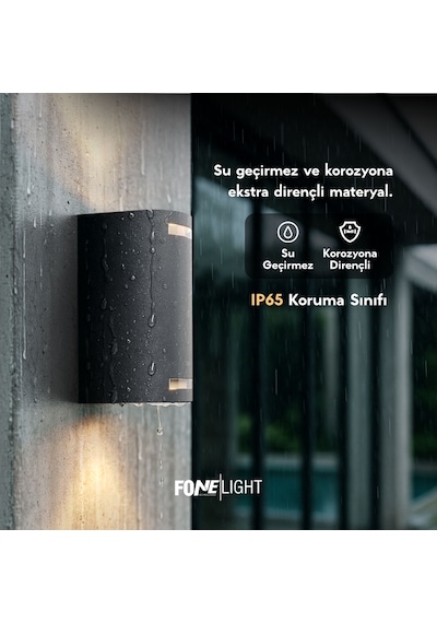 FoneLight Lunara Glass 17 cm LED Duvar Apliği Antrasit Alüminyum Cam Detaylı IP65 İç Mekan Dış Mekan Bahçe Cephe Aydınlatması - Seo Uyumlu