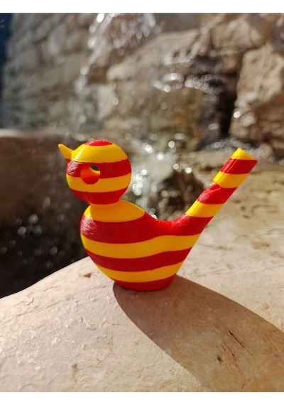 Sarı Kırmızı Sulu Düdük - 3d Kuş Sesi Su Oyunu Kırmızı