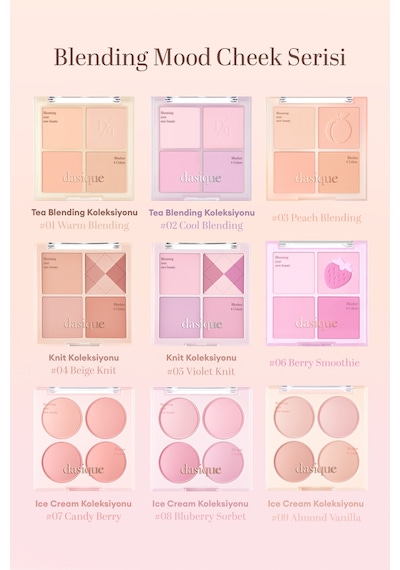 Dasique Karıştırılabilir Renklere Sahip 4 Lü Allık Paleti Blending Mood Cheek 02 Cool Blending 02 Cool Blending