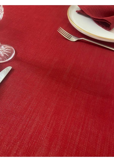 Simli Dertsiz Salon Masa Örtüsü Kırmızı 13 Parça