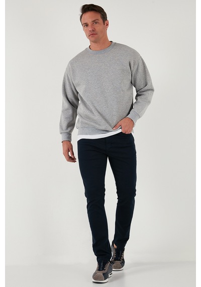 Buratti Regular Fit Bisiklet Yaka Pamuklu Içi Tüylü Yumuşak Şardonlu Erkek Sweat 5905255 Gri Melanj