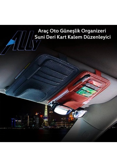 Ally Araç Oto Güneşlik Organizeri Suni Deri Kart Kalem Düzenleyici- 5775