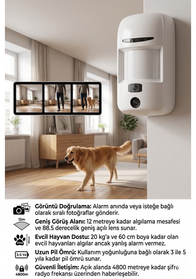 Pır Cam Kameralı Kablosuz Hareket Sensörü Gece Görüşlü