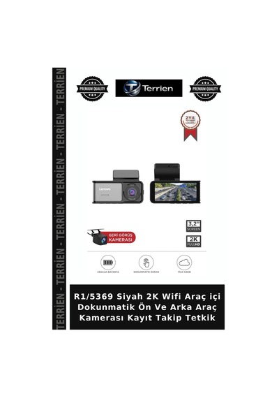 R1/5369 Siyah 2k Wifi Araç İçi Dokunmatik Ön Ve Arka Araç Kamerası Kayıt Takip Tetkik