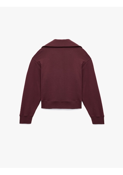 Koton Regular Fit Üç İplik Uzun Kollu Polo Yaka Sweatshirt Bordo 6wak10116ek Bordo