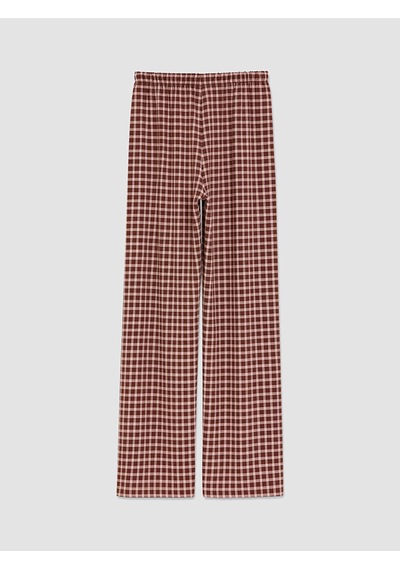 Lcw Dream Kahverengi Beli Lastikli Ekose Kadın Pijama Alt