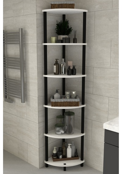 Decoline Banyo Rafı 6 Katlı Moblen Modern Organizer Depolama Ünitesi-beyaz Beyaz