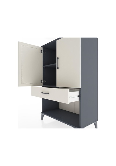 Hyperion Dolap 2 Raflı Tek Çekmeceli 2 Kapaklı 88x44x134 Antr... Antrasit