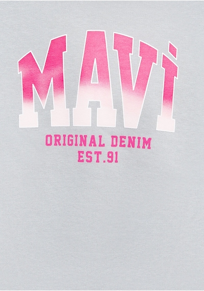 Mavi - Mavi Logo Baskılı Kapüşonlu Gri Sweatshirt 7s10179-70075 Gri
