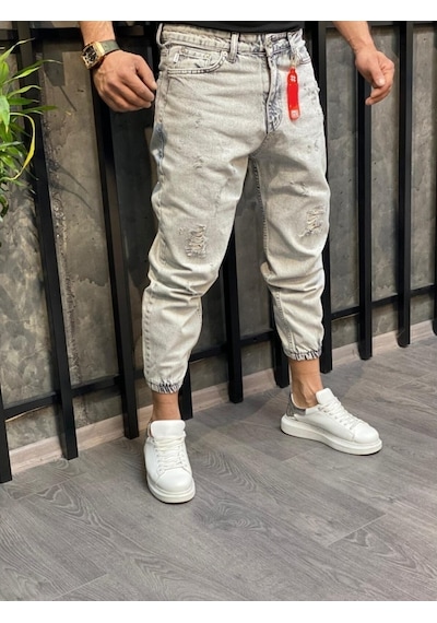 Erkek Paçası Lastikli Boyfriend Kot Jogger Pantolon (491078573)