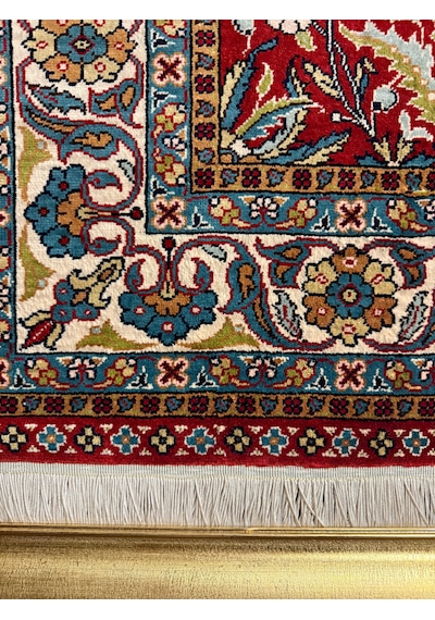 El Dokuma Saf İpek Halı Koleksiyonluk Tablo 75x110 Hayat Ağacı Modeli %100 Has İpek Kırmızı