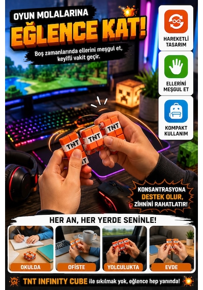 Tnt Infinity Cube Sonsuz Küp Hareketli Stres Küpü Katlanabilir Fidget Oyuncak 1 Adet Kırmızı Tr