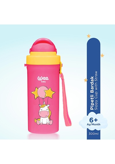 896 Wee Baby Pipetli Bardak Pembe 300ml 2 Adet Çok Renkli