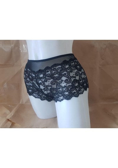 La Don Dantel Boxer Şort Külot Siyah