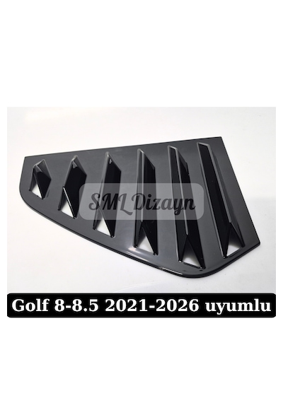 Volkswagen Golf 8-8.5 Kelebek Cam Vizörü Kaplama 2021-2026 Parlak Siyah Plastik