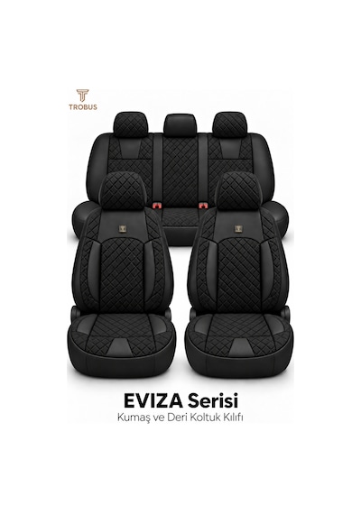 Nissan Almera 2001-2008 Ve Sonrası Uyumlu Monaco Serisi Eviza Deri Detaylı Siyah