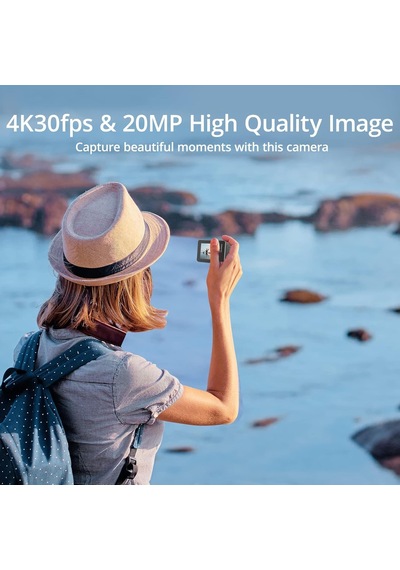 Brave 7 Aksiyon Kamerası, Ipx8 Su Geçirmez Yerel 4k 20mp Wifi Cam Dokunmatik Ekranlı Eıs 2.0 Yakınlaştırma Desteği Harici Mikrofon Ses Kontrolü Vlog Kamerası - Gri Diğer