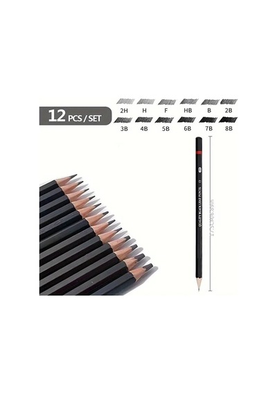 Kara Kalem Çizim Seti, Eskiz Kalem Seti, Dereceli Kalem Çizim Set, Eskiz Yapmak Ve Tonlama-12li