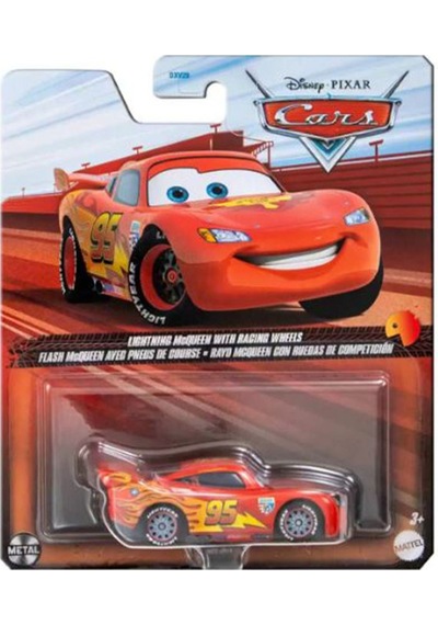 Disney Pixar Cars Lightning Mcqueen With Racing Wheels 1/55