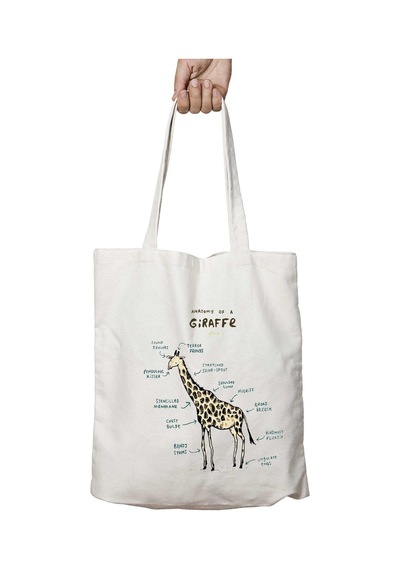 Art Hediye Zürafa Anatomi Giraffe İki Taraf Kalıcı Yıkanabilir Okul Plaj Omuz Bez Çanta Çok Renkli