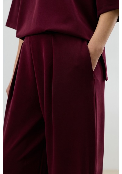 Antioch Modal Karışımlı T-shirt Pantolon Kadın Takım Bordo