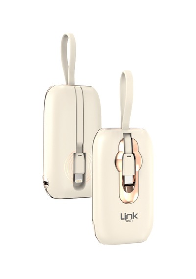 Linktech Mp09 9600 Mah Type-c / Lightning Kablolu 22.5w Powerbank Pd3.0 Krem