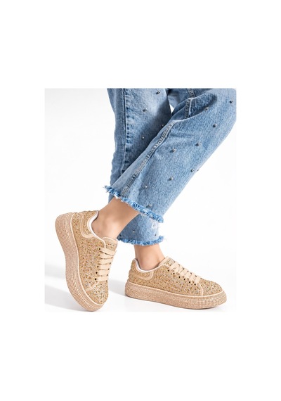 Dabab Shoes Stella Kadın Gold Taşlı Işıltılı Platform Sneakers Spor Ayakkabı Altın