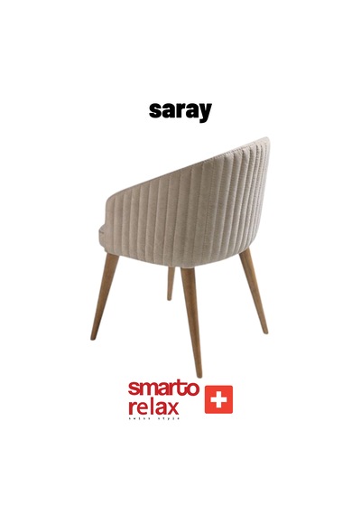 Smarto Relax 2 Li Saray Sandalye Ahşap Ayaklı Krem Kumaş Ahşap - Krem