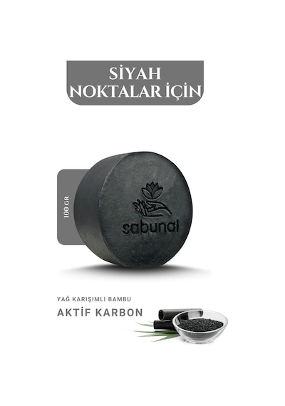 Sabunal Bambu Kömür Sabunu 3 Adet - Siyah Nokta ve Cilt Temizleyici Doğal Sabun
