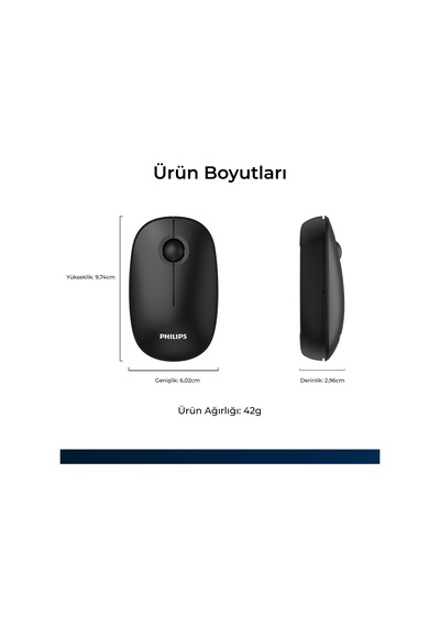Philips SPK7378 Kablosuz 1600DPI 3 Tuşlu Optik Sessiz Mouse