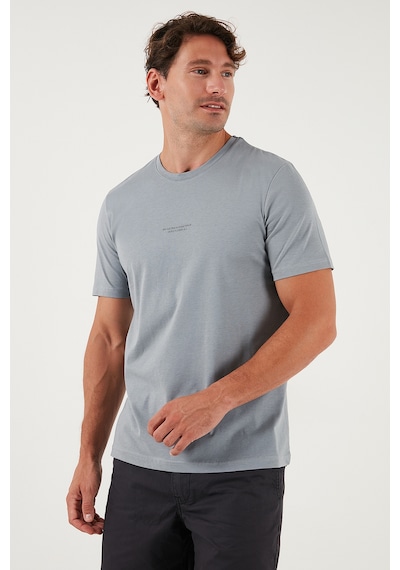 Buratti Pamuklu Baskılı Regular Fit Bisiklet Yaka Erkek T Shirt 59020205 Açık Gri
