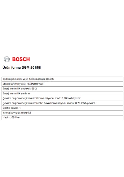 Bosch HBJN10YW0R 66 LT Ankastre Fırın