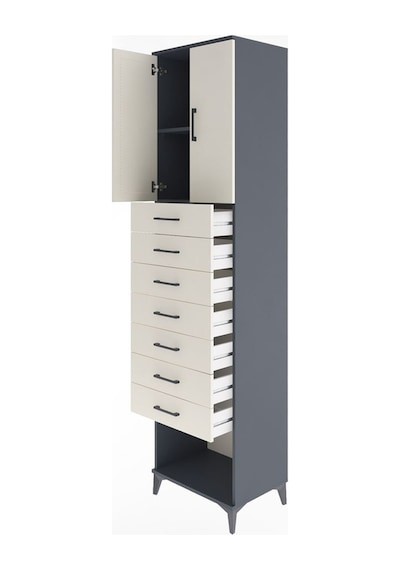 Hyperion Dolap 2 Raflı 7 Çekmeceli 2 Kapaklı 60x44x243 Antras... Antrasit