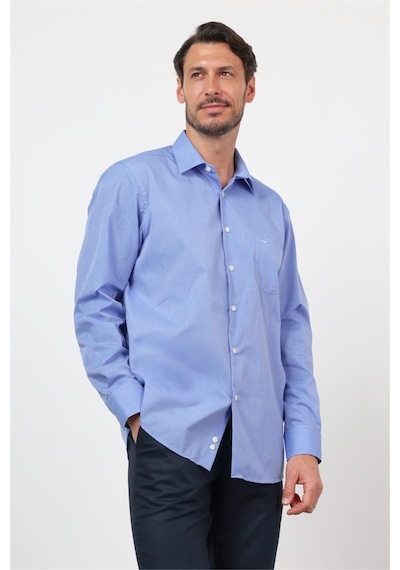 İmza Mavi Klasik Yaka Uzun Kol Cepli Comfort Fit Basic Pamuklu Gömlek 1004255002 Açık Mavi