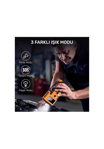 A5577 Akü Takviye Cihazı 8000mah Şarjlı Taşınabilir Powerbank 150psi Lastik Şişirme Pompası