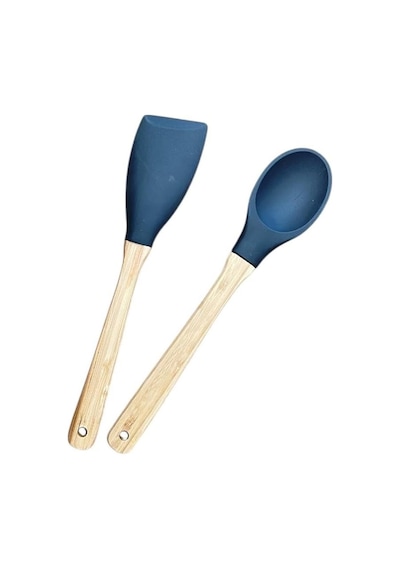Silikon 2 Parça Kaşık Spatula Set Büyük Boy 28cm Siyah Genel