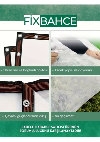 Fixbahçe 2mx2.5m Şeffaf Pvc Rüzgar Geçirmez Naylon Branda Beyaz
